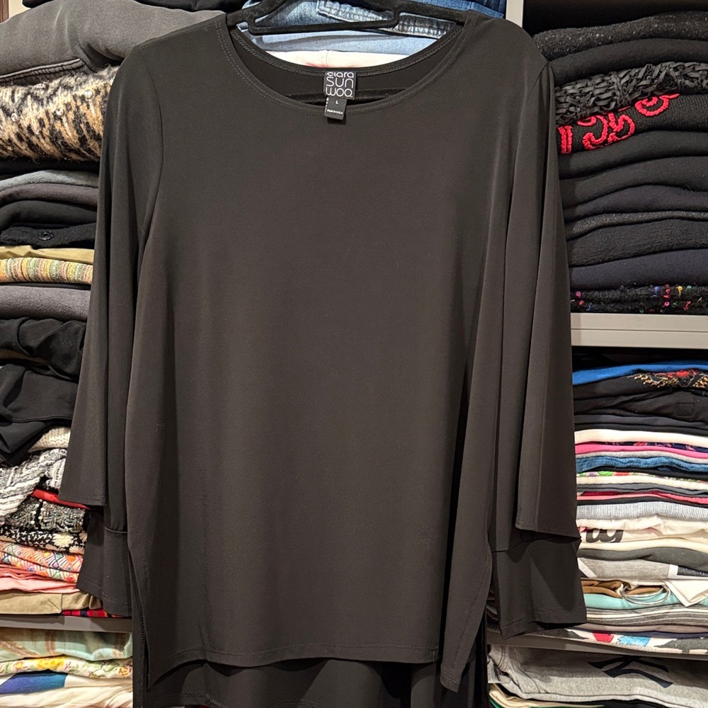 CLARA SUNWOO Black Long Sleeve Top